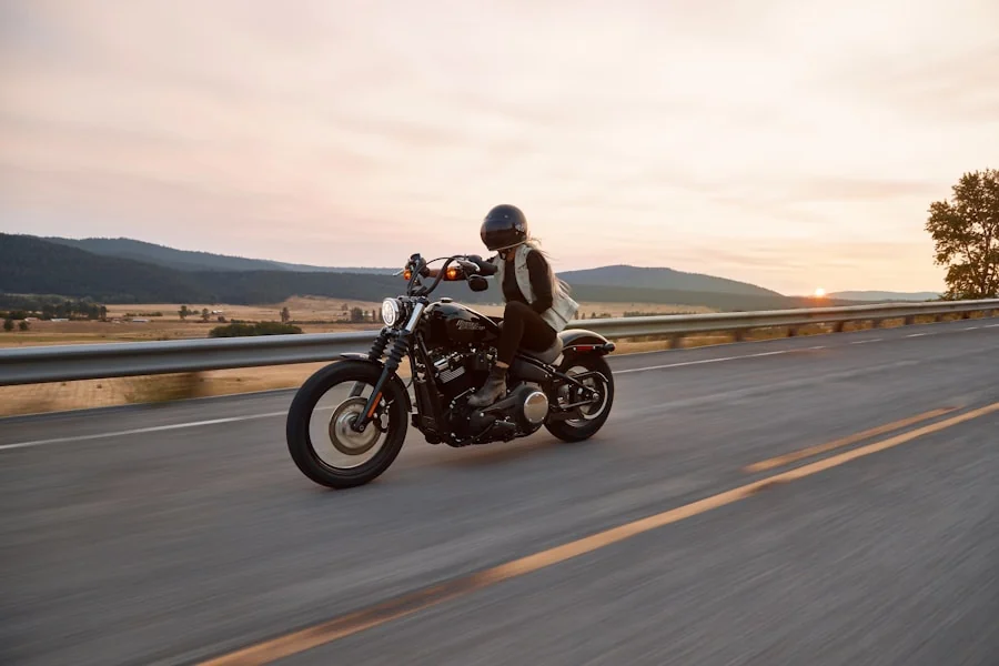 Motorcycle rider on an open road